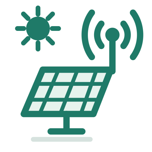 Solar panel and cellular connectivity icon